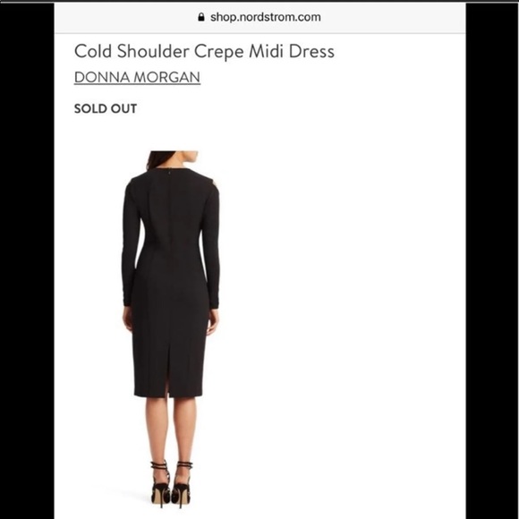 Donna Morgan black cold shoulder midi dress - Picture 2 of 7